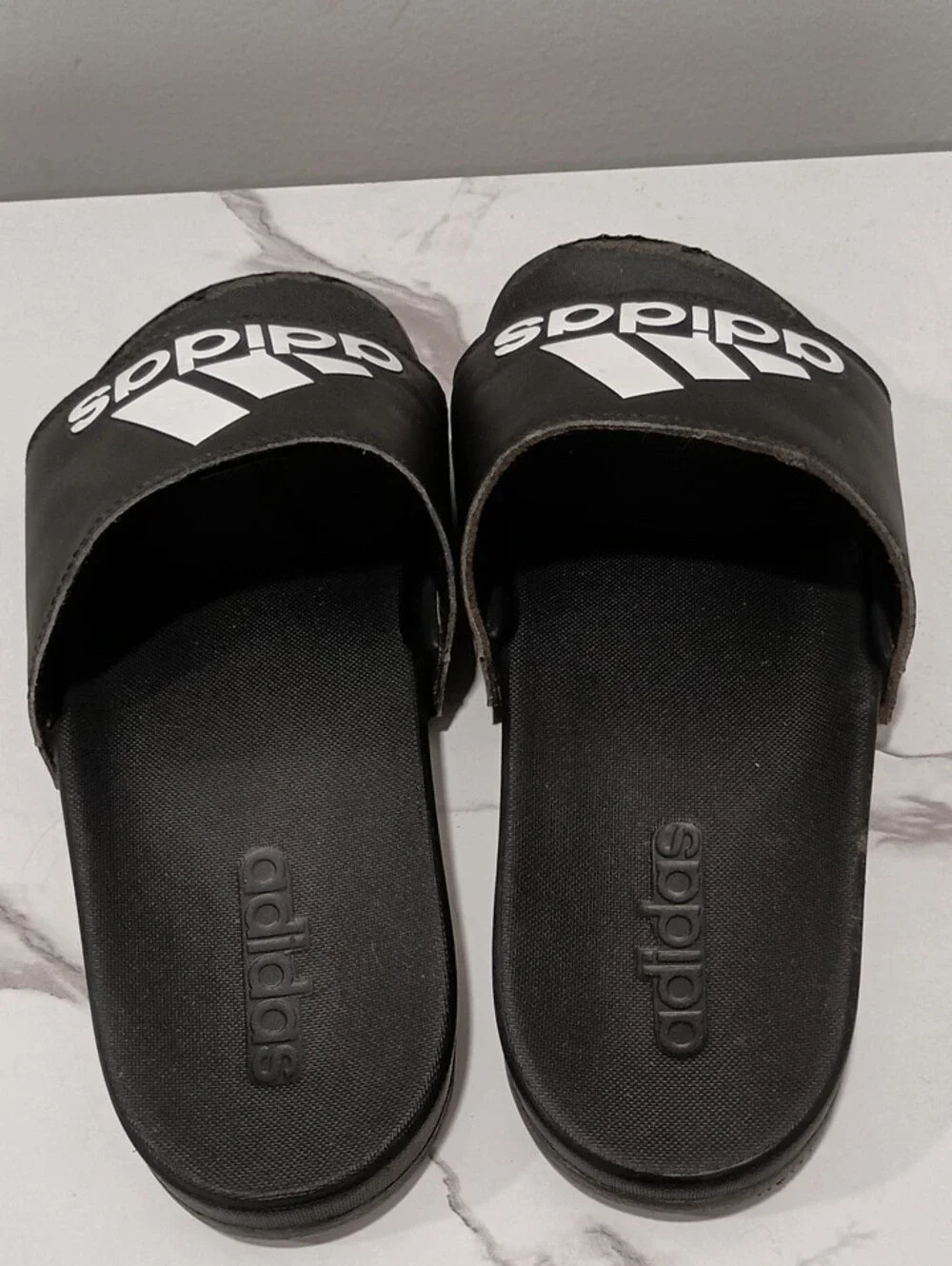 adidas Kids Black and White Slide Sandals